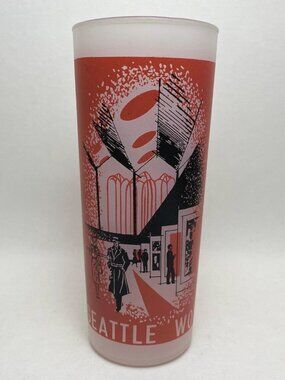 1962 Seattle Worlds Fair Drinking Frosted Glass 60s Retro Drinkware Tumbler